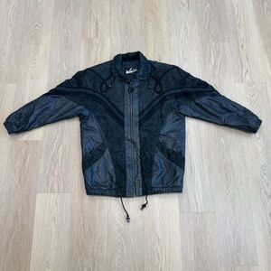 Men's leather winlit Black Windbreaker Jacket